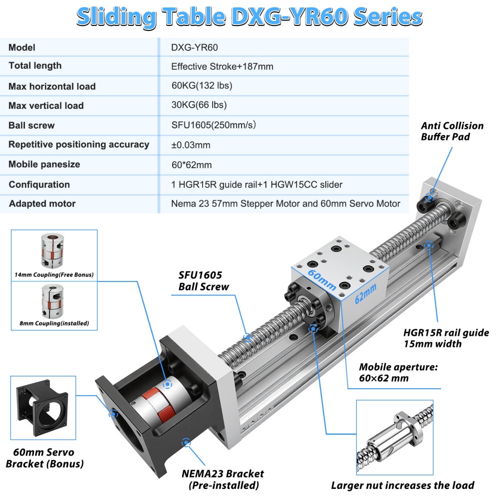 Table coulissante à guidage li - Servo Motor Cnc avis et prix